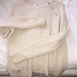 Abercrombie cream/gold zipper sweater